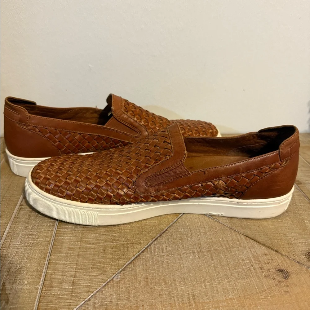 Donald J. Pliner Tan Woven Leather Loafers - Picture 7 of 8
